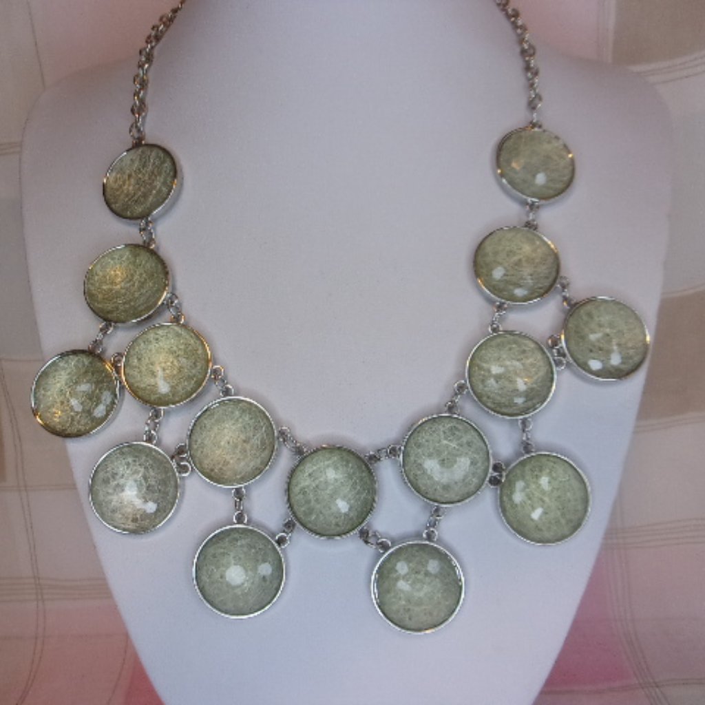 New York & Company Pale Yellow Crackle Faceted Disc Bib Necklace